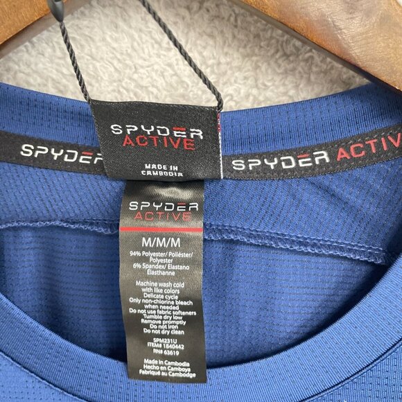 NEW Spyder Active Men's M Blue Short Sleeve Performance T-Shirt Polyester g32 - Picture 6 of 7
